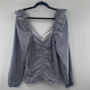 3For$20 Bishop & Young Blue/White Ruffle Detailing Long Sleeve size Small